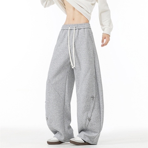 秋季美式廓型弯刀卫裤男设计感十字架宽松阔腿休闲长裤K5201特P58图片