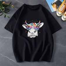 夏季新品 青少年大码港风个性印花情侣男女圆领短袖T恤T616P30图片