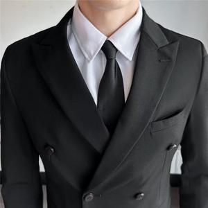 痞帅气质双排扣西装潮流商务正装休闲新郎结婚礼服西服外套XY220图片