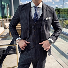条纹男装西服套装礼服三件套修身商务W6388-P285，男装西服，星座1012