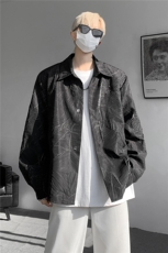 8XL-M小众解构肌理感裂纹垫肩花衬衫男高级感宽松衬衣男CS520P55，男装衬衫，电商D206-1