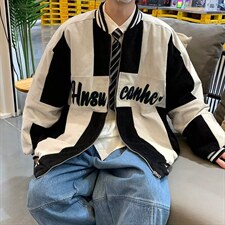 美式复古拼色刺绣灯芯绒棒球服男女夹克情侣外套WT33P67，男装夹克，星座1116-2
