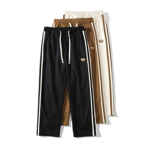 K6446P36白底平铺编织绳裤子男春夏美式高街休闲长裤直筒裤阔腿,男装休闲裤,星座510A-1