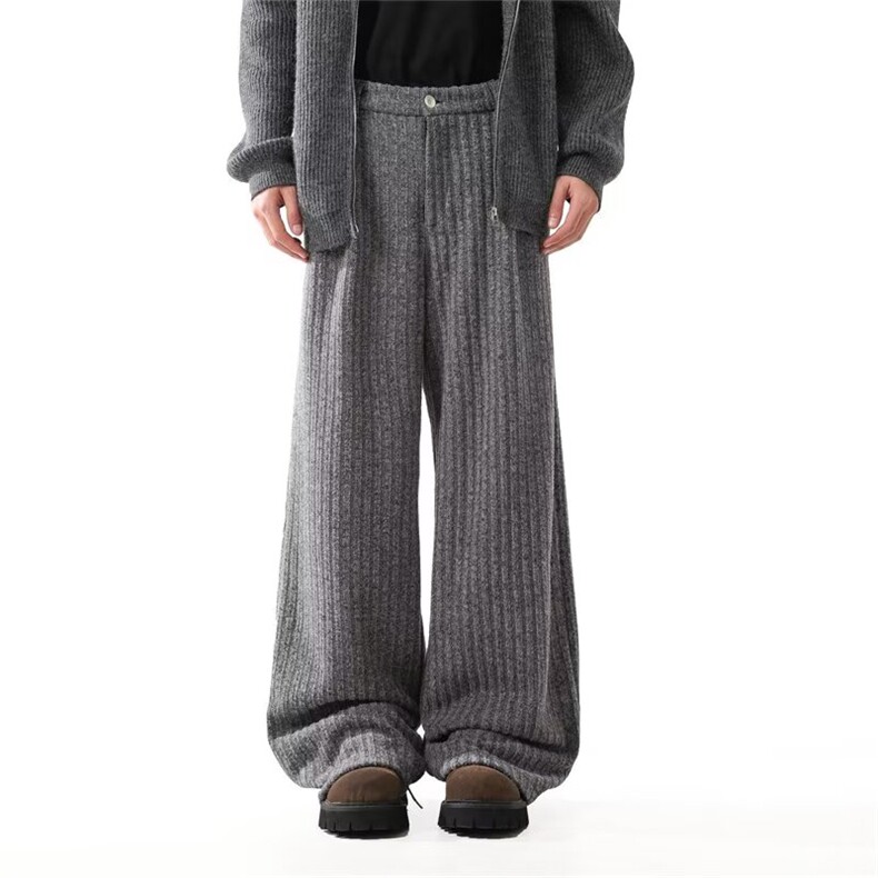 美式复古老钱风竹节绑带垂感西装裤男宽松直筒小众休闲裤，男装西服套装，星座302B