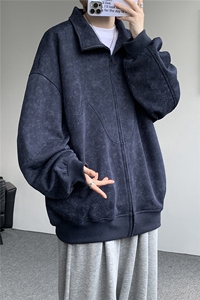 特批扎染开衫卫衣男美式重磅解构拼接脏脏拉链立领外套KS008-TP65图片