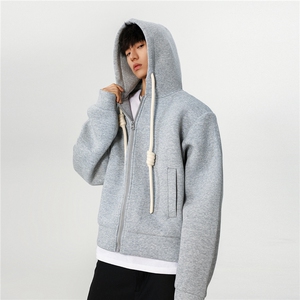 重磅500克手工编绳纯色连帽开衫卫衣cleanfin外套男 H1053特P80图片
