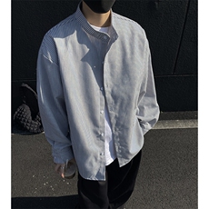 2025春季新款立领衬衣条纹长袖衬衫F6602特P45控68，男装衬衫，电商A309
