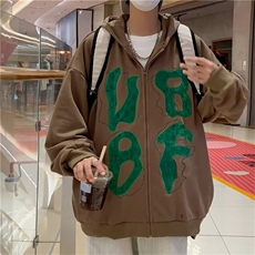 春秋款开衫卫衣男高街潮oversize炸街痞帅字母上衣Y758-P35，男装夹克，星座1001-1