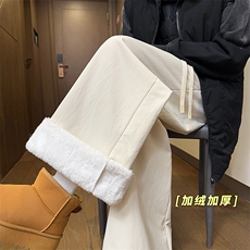 加绒棉裤冬季保暖防寒山本风阔腿裤宽松直筒裤5D2128-TP4588，男装棉衣，电商A102