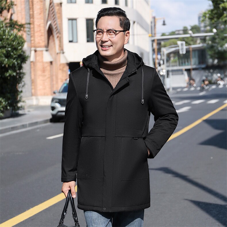 中年男士加厚保暖羽绒服冬季新款男装商务休闲连帽爸爸装上衣外套,男装羽绒服,电商B212（原钱塘6029）