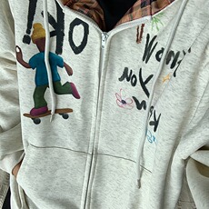撞色格子连帽开衫卫衣男春秋季卡通滑板男孩情侣外套W1007，男装卫衣，星座1116A（原606A-3）