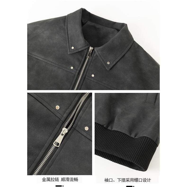 春季抖音得物品质扎染PU皮衣立领雾面皮夹克外套男6152-TP43,男装夹克,星座207