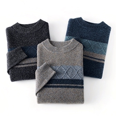 男士圆领长袖毛衣修身针织衫男装羊毛上衣，男装羊毛衫，琳华羊绒