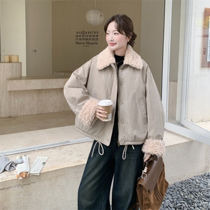 新品-羊羔毛拼接90白鸭绒羽绒服 82723款 P330 K458图片
