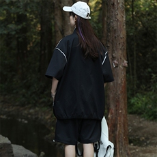 夏上新中性风潮牌印花衬衫简约短裤半袖套装男女8716-P95控价148，男装衬衫，电商A441-1