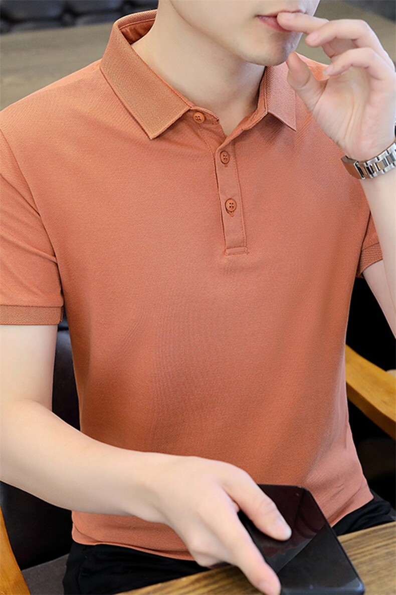 72913-P40纯色POLO衫男士潮牌商务珠地棉翻领保罗短袖T恤男,男装T恤,电商D310B