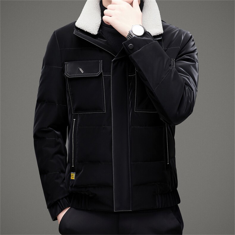 2023冬季新款白鸭绒羽绒服男装防寒休闲可卸毛领外套AJY8050-P295,男装羽绒服,电商B212（原钱塘6029）