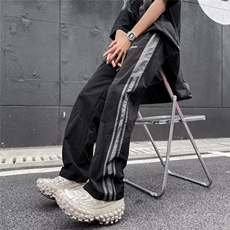 DK2841-P40新款美式2024透气休闲宽松抽绳拼接直筒裤子男士潮流，男装休闲裤，星座603-2
