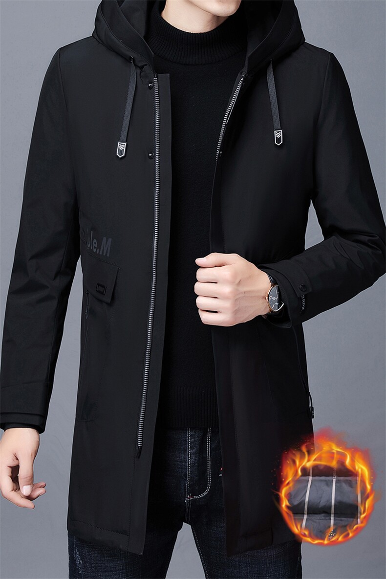 冬季新款男士连帽中长款羽绒服中年商务风保暖高质量,男装羽绒服,星座715-3