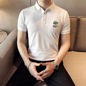 2024夏季新款 修身短袖POLO衫 韩版时尚刺绣T恤男D8802-p55控85图片