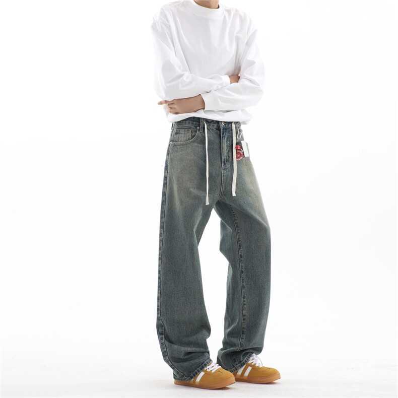【纯棉】主推现货!宽松直筒牛仔长裤男A080-8220-P55控78,男装休闲裤,电商A080