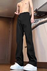 美式垂坠感黑色微喇叭西裤男款春季高级感加长高个子直筒弯刀裤子，男装西裤，星座218-1（原230）