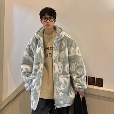 1港风羊羔毛衣女连帽毛绒服男外套男8701P105控138，男装棉衣，星座226-2