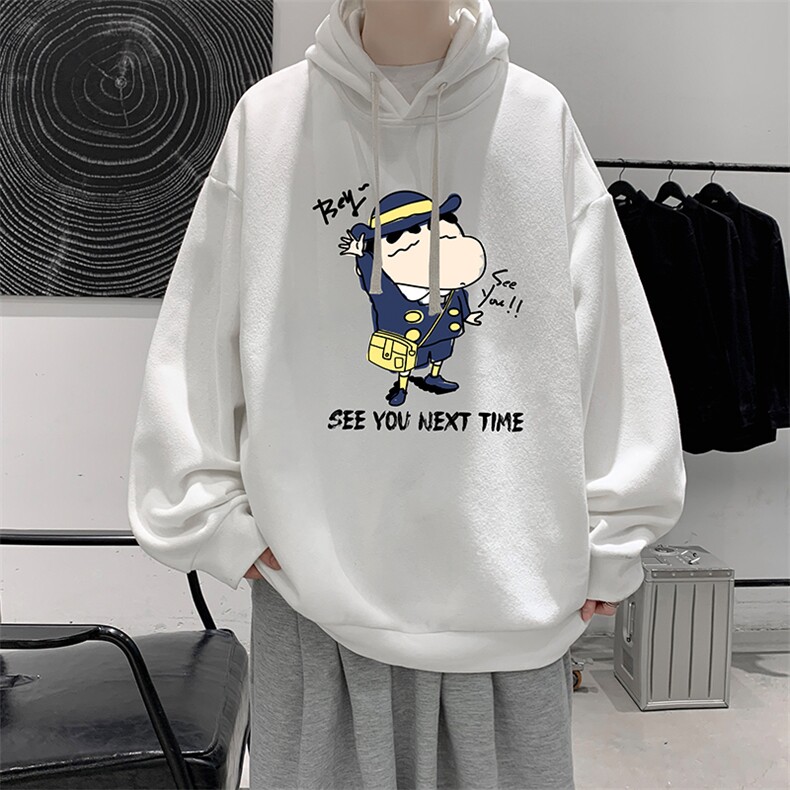 WY2240-P35 加绒款-P40 蜡笔小新纯棉连帽卫衣男大码运动帽衫图片