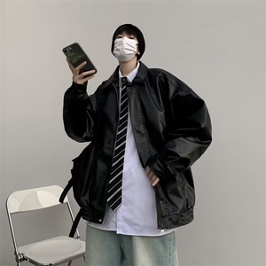 美式复古皮衣外套男士秋冬季高级感痞帅潮牌休闲宽松拉皮翻领夹克图片