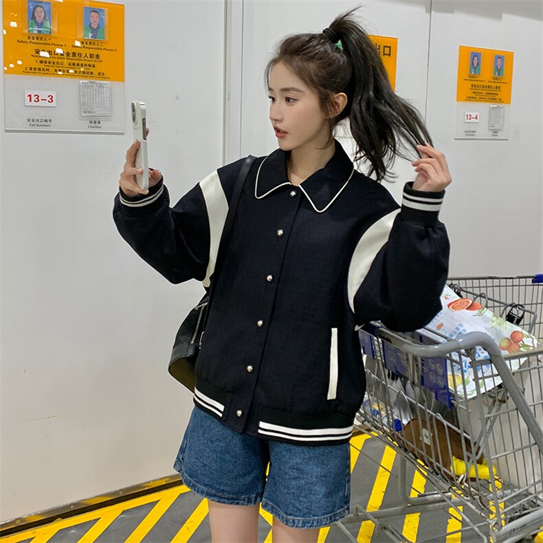 秋季新款藏青色棒球服82380-P145-K195图片