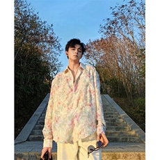 春夏季小众很仙碎花衬衫男长袖休闲韩版薄气质防晒衬衣C308，男装衬衫，星座1116A（原606A-3）