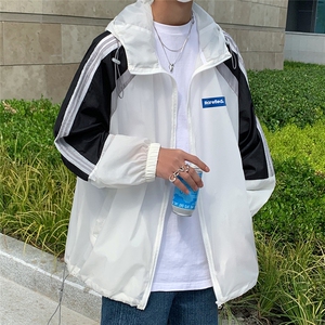 港风  夏季潮流宽松撞色连帽外套防晒服男  F6602  P55控 68图片