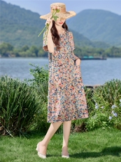 2862时尚印花连衣裙，女装连衣裙，罗得堡