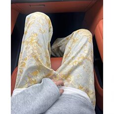 潮牌水洗牛仔裤男女美式夏季弯刀裤直筒微喇宽松休闲长裤，男装牛仔裤，星座410-7