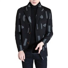 2021男士短款毛呢夹克时尚休闲呢子修身外套排扣翻领衣服N26，男装毛呢大衣，电商B226-2（原B217-2）