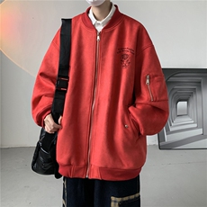 24春秋款美式复古麂皮绒飞行棒球服男女夹克外套JF3276-P80控108，男装夹克，电商B370