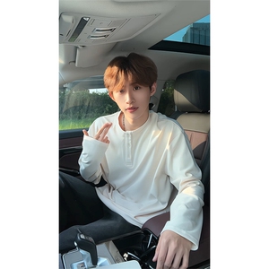亨利领德绒打底衫长袖复古纯色高级感宽松上衣男款T3692-特价P20图片