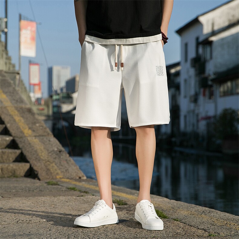 新款休闲裤短裤风五分裤中性风裤刺绣K303-P35，男装牛仔裤，电商A227