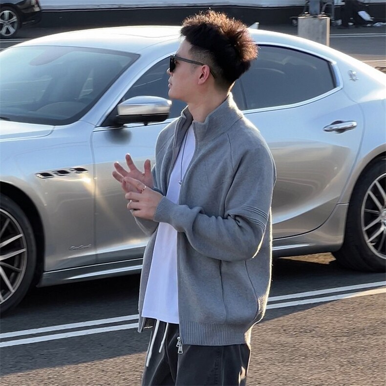【网图慎用】双拉链立领慵懒针织衫宽松毛衣男5Q1146-TP55118,男装针织衫/毛衣,电商A102