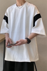 撞色拼接圆领简约轻奢T恤短袖五分半袖打底衫XT12-P40控58，男装T恤，星座216(原A116)