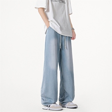 特批30莱塞尔天丝潮牌ins春夏季宽松美式高街休闲做旧牛仔裤，男装牛仔裤，星座302A-2