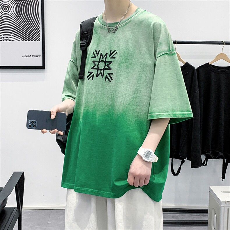 夏季新品圆领印花短袖T恤男女学生渐变简约半袖1533-P50控价68,男装T恤,电商A441-1