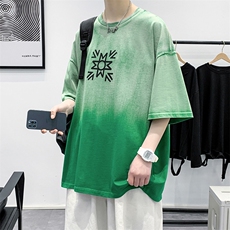 夏季新品圆领印花短袖T恤男女学生渐变简约半袖1533-P50控价68，男装T恤，电商A441-1
