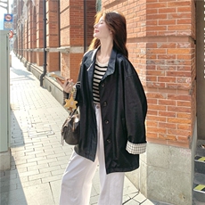 减龄复古格纹拼接皮衣外套女春秋2025新款小个子PU夹克爆款高级感，女装皮衣，2C291