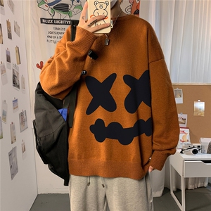 秋季港风潮流长袖毛衣外套宽松休闲圆领套头针织衫线衣7024P55图片
