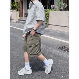 港风 大码宽松休闲裤短裤工装裤五分裤A014-DY2373-P45控58图片