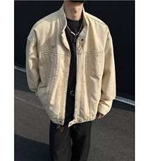 春季复古重磅水洗帆布哈灵顿外套男立领设计感休闲夹克3558/P100，男装夹克，星座506