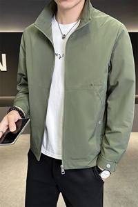 夹克男翻领韩版修身轻商务纯色刺绣外套 A329-JK5086-P95图片