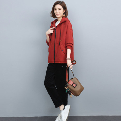 2022春季新款简约时尚气质减龄连帽宽松休闲舒适两件套，女装套装/套裙，丽影随形