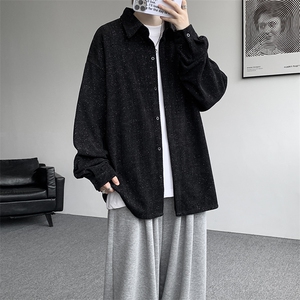 8XL-M人字纹小香风衬衫男生春秋衬衣宽松慵懒垂感外套CS29008P45